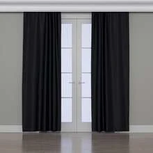 Panel de cortina opaca con diseño de tela de gasa, oscurecimiento de habitación - Negro - Ver 2