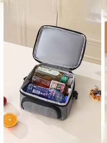 1pc Lunch Bag, Insulated Lunch Box, Large Capacity Multi-Function Cooler Bag, Waterproof Oxford Fabric - Multicolor - View 3