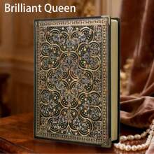 388页复古硬皮笔记本 - 加厚设计，365天日记本，空白内页，仿皮封面，荧光烫金，耀眼女王设计，DIY日记本，完美礼物。 - 彩色 - 查看 5