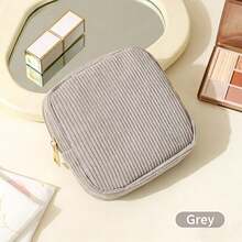 Multi-Color Sanitary Pad Storage Bag, Pink Sanitary Napkin Storage Bag, Portable Storage Bag, Large Capacity Minimalist Style, For Storing Sanitary Pads, Liners And Tampons, Essential For Girls, Great For Going Out, Striped Cosmetic Bag, Travel & Study Supplies, Travel Essential Cosmetic Bag, Holiday Essential Cosmetic Bag - 黑色 - 查看 6