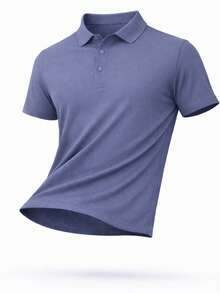 Men's Polo Shirt In Comfortable Cool Silk - Dusty Blue - View 4