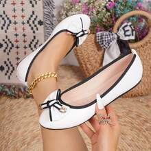 女士平底蝴蝶结套脚鞋，休闲/通勤/户外穿着，夏季 - 白色 - 查看 14