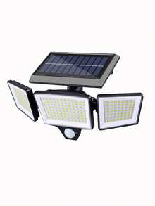 1pc 3-Head Solar Motion Sensor Lights, 180° Adjustable Outdoor LED Security Flood Light, Waterproof, Auto On/Off, For Yard, Garage, Patio, And Pathway - 黑色 - 查看 11