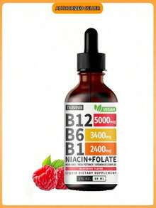 Selling Fast!Vitamin B12 5000mcg + B6 Liquid Drops – Sublingual Energy & Brain Support With Methylcobalamin, B1, Folic Acid, Raspberry Flavor (1pcs). Women's Health. - Rose Red 1 - View 8