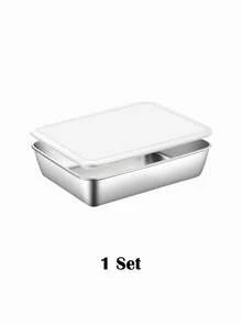 Bộ 1/2/4 hộp đựng thực phẩm bằng thép không gỉ, có nắp trong suốt, chống rò rỉ, xếp chồng được, bền chắc, thích hợp sử dụng trong nhà và ngoài trời, dùng để bảo quản thực phẩm, thịt, nông sản, dụng cụ nhà bếp, phụ kiện nấu nướng, dễ bảo quản và vệ sinh. - Xem 13