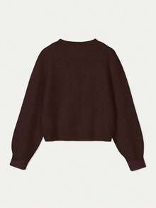 Spring Autumn Winter New Coffee Color Round Neck Single Breasted Knit Women's Top, Casual Y2K Style Cardigan, Suitable For Daily Commute Wear - Coffee Brown - View 8