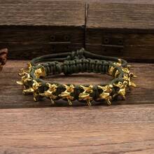 1pc Punk Dark Alloy Dragon Bone Braided Adjustable Bracelet For Men - Multicolor - View 17