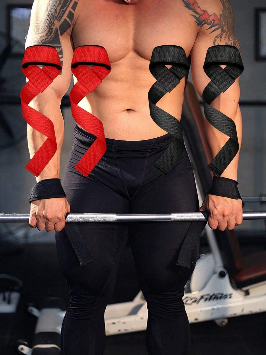 1条加固举重腕带 - 带衬垫腕带，适用于举重、CrossFit、力量训练和健身房锻炼（防汗设计） - 彩色 - 查看 1