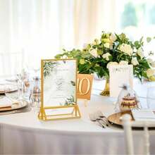 6pcs Acrylic Display Stand, 5"X7" Double-Sided Gold Photo Frame, Gold Vertical Table Number Holder, Wedding Office Restaurant Party Table Card Menu Display Rack - T-gold - View 11