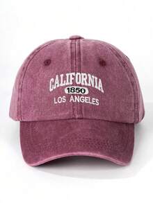 1顶绣有“CALIFORNIA 1850 LOS ANGELES”字样的水洗棒球帽，可调节户外防晒休闲帽，适合春秋季旅行、海滩度假、男童佩戴，Y2K风格 - 棒球帽 - 查看 16