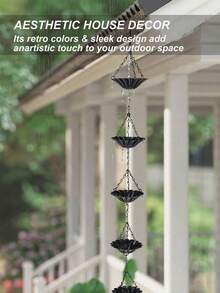 1pc Lotus Shaped Rain Chain, Minimalist Retro Iron Downspout Decoration, Comfortable Dripping Sound, Suitable For All Seasons - Lotus - View 1
