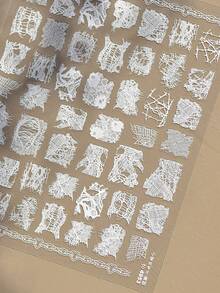 1pc 3D Embossed Nail Art Sticker, Ins Popular Japanese Ballet Style Lace Nail Decals, Self-Adhesive Nail Decoration Sticker Nail Stickers - White - View 5