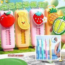 Borradores con forma de frutas creativos y lindos, diseñados para estudiantes de primaria, limpios, con residuo mínimo, ideal como regalo de regreso a clases - Multicolor - Ver 9