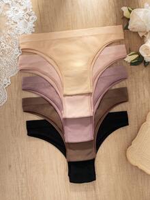 Paquete de 5 bragas triangulares sin costuras de cintura baja y elevadora para mujer - Multicolor - Ver 4