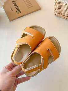 1双极简儿童凉鞋，柔软防滑魔术贴婴儿凉鞋 - 橘色 - 查看 8