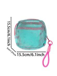 Dopamine Tofu Bag, Mini Mesh Portable Travel Wash & Makeup Storage Bag, Durable Large-Capacity Grid Bag1pcs - Multicolor - View 3