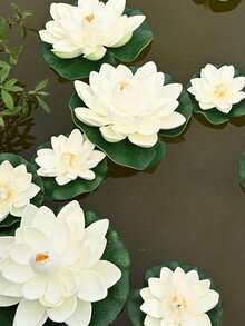 1/3/5/10pcs Artificial Floating Foam Lotus Leaf Decoration, Suitable For Pond, Aquarium And Stage, Realistic Lotus Leaf Green Plant, Fish Pond Simulation Lotus, Realistic Water Lily Micro Landscape, 10cm, Valentine's Day, Birthday, Graduation Gift Party Pack, Room, Home, Wall, Bathroom, Bedroom, Room Decor, Office Desk Accessories, Wedding Supplies, Wedding, Living Room - White - View 3