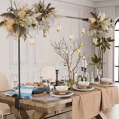 1pc Adjustable Metal Table Topper Stand With Clamps - Versatile Over Table Rod For Hanging Decorations, Ideal For Weddings, Birthdays, Anniversaries, Christmas, Halloween, Thanksgiving - No Power Needed