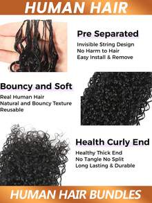 Tóc nối xoăn kiểu Pixie Burmese làm từ tóc người Brazil, tóc nối nguyên chất, dệt đôi, màu đen tự nhiên dành cho nữ. - Natural Black - Xem 3