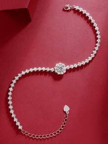 925 Sterling Silver Moissanite Bracelet For Women, Minimalist Design, Hypoallergenic, Versatile For Daily Wear, Gift For Girlfriend, Wife, Mother On Valentine's Day, Mother's Day, Comes In Gift Box - Silver - View 6