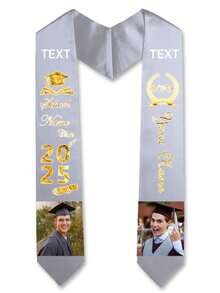 1PC Personalized Graduation Stoles, Custom Name & Photo Graduation Sash, Class Of 2026 Graduation Gifts - 62"X4.5" - Grey - View 1