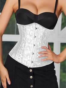 1pc Women's Corset Bustier With Criss-Cross Back - White - View 4
