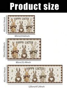40*60cm/50*80cm/40*120cm Easter Bunny Kitchen Mat, Non-Slip Home Rug, Happy Easter Plaid Heart Rabbit Holiday Decor Carpet - Multicolor - View 3