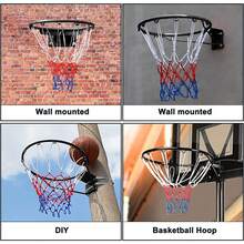 Dripex Basketball Rim 18'' (45cm) Full Size Replacement Outdoor Wall Door Mounted With All Weather Net Solid Steel 18 Inch - Black - View 8