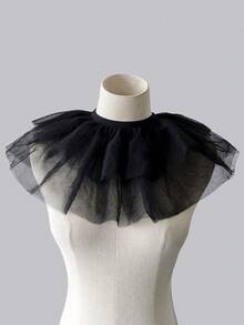 1pc Vintage Gothic Multi-Layer Mesh Ruffle Detachable Collar, Exaggerated Sweet Lolita Fake Collar, Halloween Clown Cosplay Party Decor Neck Piece,Festival,Travel - Multicolor - View 11