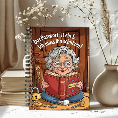 دفتر كلمات المرور الألماني | دفتر ملاحظات A5 مربوط بحلزون - سجل كلمات المرور أو أداة أمان المكتب، هدية مثالية للمسنين وأولئك الذين يصعب عليهم تذكر كلمات المرور