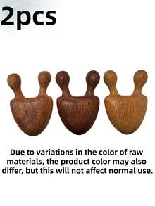 1/2pcs Gold Sandalwood Full Body Acupressure Massager, Face Massage & Chin Lifting Tool, Scalp Massage Comb For Head Care, Face Massage Relaxation & Therapy Tool - Multicolor - View 10