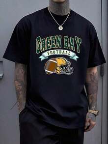 Camiseta de moda de nueva temporada de primavera y verano para la calle 100% Algodón - Green Bay  S-XXXL Camiseta del equipo de fútbol Green Bay , Camiseta con estampado gráfico de los Green Bay , Camiseta deportiva de ocio para hombres y mujeres, Camiseta con diseño único de los Green Bay Football, Unisex para adultos, Regalo para fans. - Negro 7 - Ver 14