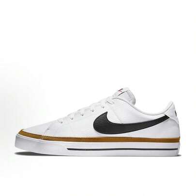  Nike Court Legacy Leather: zapatillas bajas cómodas, antideslizantes, duraderas y ligeras para hombre, color blanco y negro.