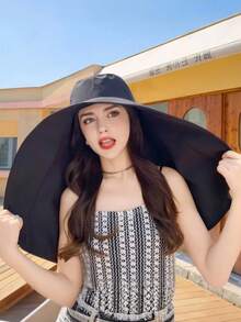 1 Large Shawl Sunscreen Sun Hat Women's Beach Hat Full Coverage Sun Hat - Multicolor - View 7