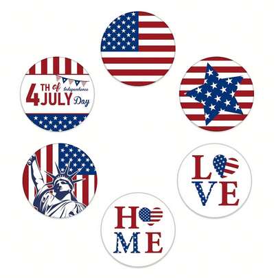 6个2D打印足球运动爱国主题杯垫，适用于庭院、厨房、客厅、家庭聚会桌面装饰，节日送给亲朋好友的礼物，也适合情人节、婚礼、生日派对家居装饰，是送给朋友的最佳礼物。