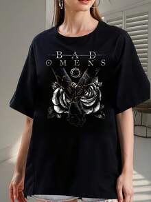 T-Shirt, Modern Metalcore Band T-Shirt, Dark Alternative Metal Graphic T-Shirt, Printed 2026 - Made Of Pure Cotton, It Is Soft And Breathable, Suitable For Both Men And Women. It Is A Casual Shirt Suitable For All Seasons And A Stylish Souvenir. It Is Suitable For Everyday Wear, Urban Fashion Enthusiasts, And Music Lovers. - 黑色 - 查看 6