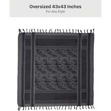 - Military Shemagh Tactical Desert Keffiyeh Scarf For Head And Neck, Arabic Scarf With Tassel 43 X 43 Inches, 43370241 - 黑色 - 查看 6