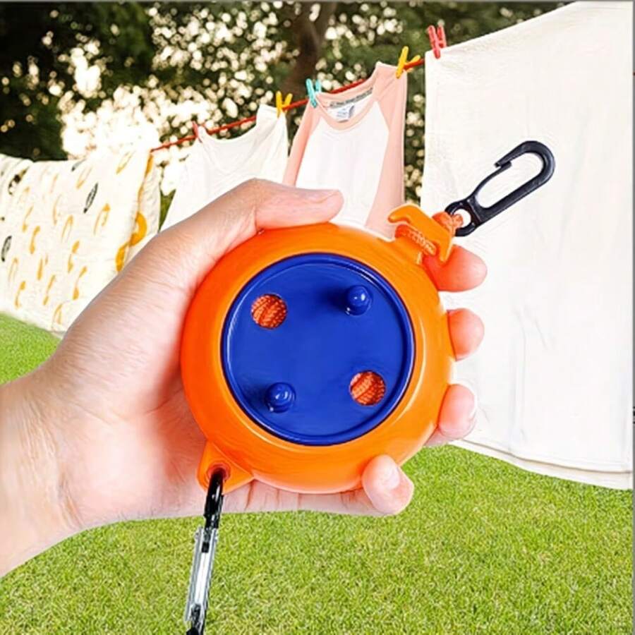 1pc Outdoor Retractable Clothesline, Windproof Design Without Drilling, Thickened Non-Slip Drying Rope, Durable And Not Easy To Break, Compact Storage, Suitable For Drying Bedding, Clothes, Balcony, Rooftop, Travel, Suitable For Home, Rental, Outdoor Enthusiasts, Business Trip, Drying And Storage