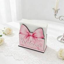 1/3pcs Pink Sakura Bow Wooden Napkin Holder, Cute Design For Storing Napkins, Suitable For Dining Table, Wedding, Princess Room, Living Room And Home Decor - Multicolor - View 8