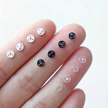 7毫米微型塑料按扣套装，耐用牢固的快速旋转按扣，白/黑/透明混色，适用于DIY工艺品、BJD娃娃服装、迷你服装和手工缝纫项目 - 15PCS混色 - 查看 7