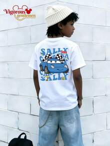 Disney Y2K Style Cars Sally Carrera Retro American Style Short Sleeve T-Shirt - trắng - Xem 2
