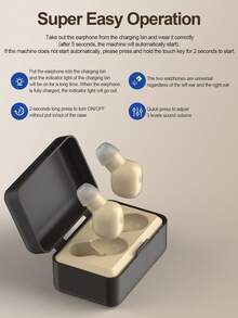 Rechargeable Hearing Amplifier Suitable For Elderly, Volume Adjustable, Noise Reduction, With Portable Charging Case - Black - View 1
