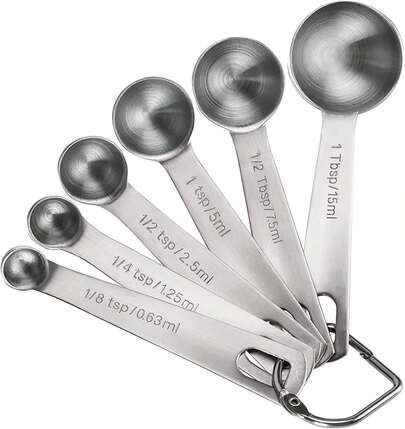 Measuring Spoons, Premium Heavy Duty Stainless Steel Measuring Spoons And Cups Set, Small Spoons With Metric And US Sizes, Set Of 6 For Measuring Dry And Liquid Ingredients