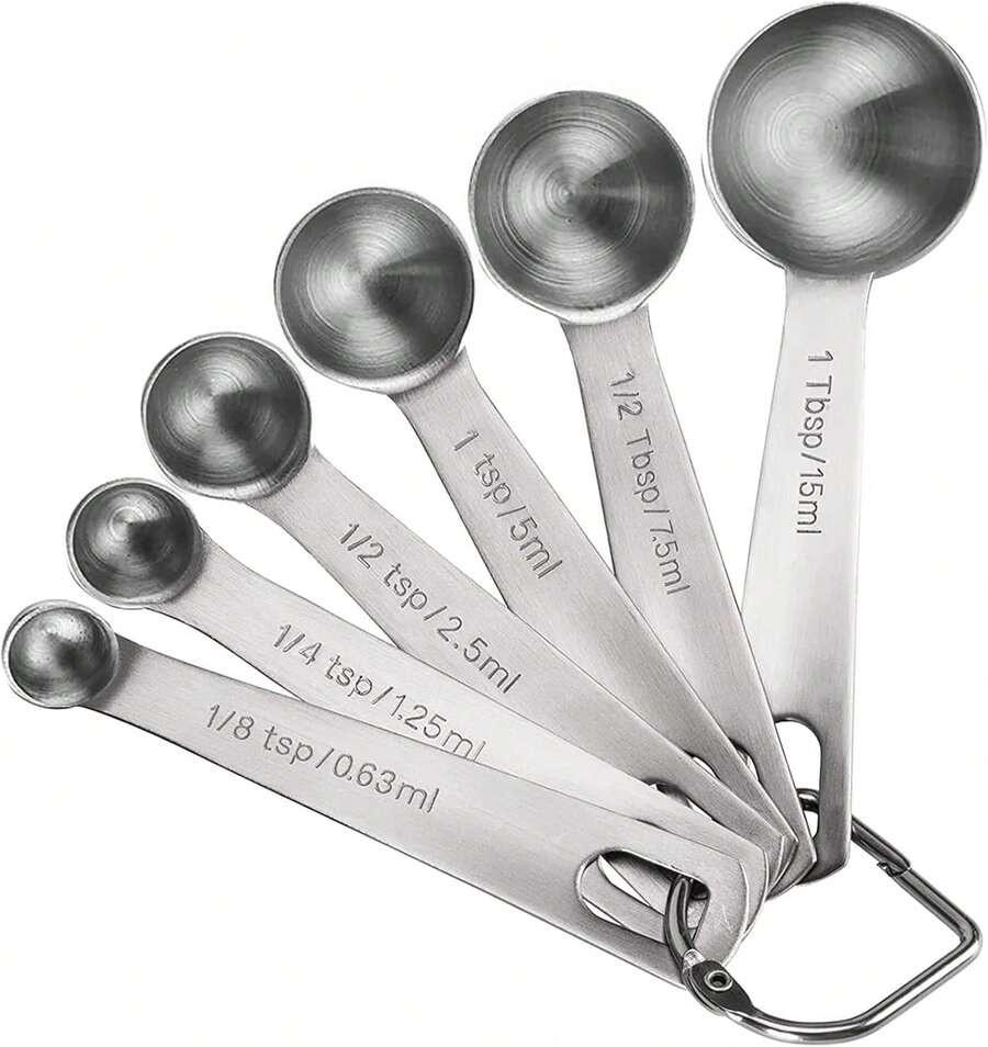 Measuring Spoons, Premium Heavy Duty Stainless Steel Measuring Spoons And Cups Set, Small Spoons With Metric And US Sizes, Set Of 6 For Measuring Dry And Liquid Ingredients