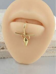 一款时尚的不锈钢U形唇环（无孔）、一个十字形钻石吊坠和一款无孔女式唇甲 - U型唇環 - 查看 2