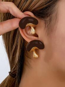 1对几何油滴蘑菇耳钉 - 彩色 - 查看 2