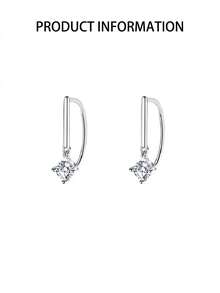 1件S925纯银D形女士肚脐环，镶嵌单颗钻石肚脐钉，尽显奢华风格和高端魅力。 - 單隻 - 查看 4