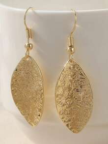 1对简约时尚流苏耳环，优雅个性金属耳环，精致日常及派对耳环 - 金色 - 查看 2