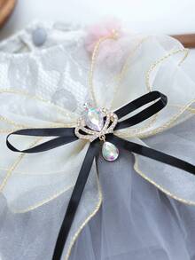 1件宠物服装，可爱浪漫蕾丝皇冠婚纱礼服，适合小型犬和猫 - 彩色 - 查看 9