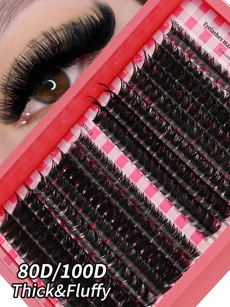 272pcs C-Curl Natural Curly Lashes, 80D+10D Mixed Thick Black Eyelashes Suitable For Beginners, Artificial Cartoon Classic False Eyelash Strips, Long-Lasting And Durable For Daily Makeup, Party, Wedding, Christmas, Music Festival - C - 查看 1
